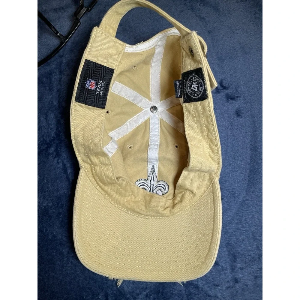New Orleans Saint Hat 47 Brand Distressed Khaki Tan Cotton Strapback Dad Hat